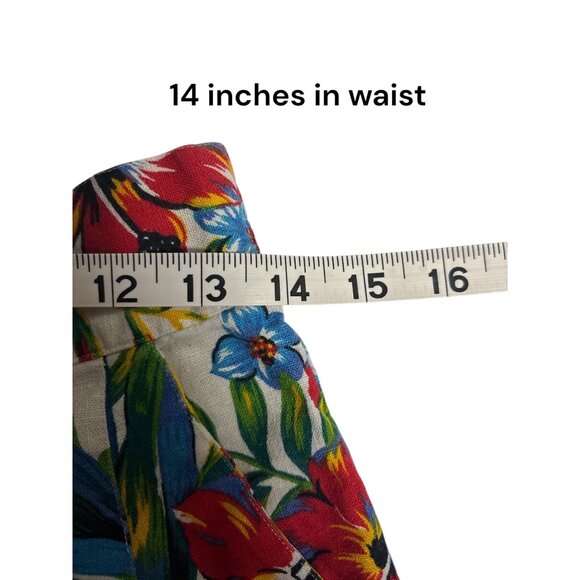 Adam Douglass Adrianna Papell Womens Tropical Floral Print Linen & Cotton Short - Picture 4 of 6